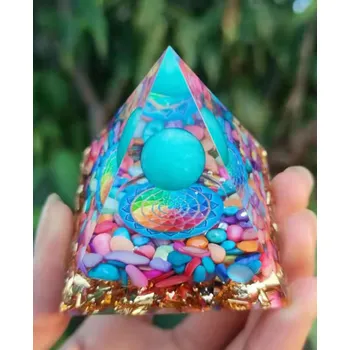 Orgonitová pyramida kalcit modrý a mandala