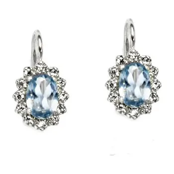Náušnice Stříbrné náušnice na patent akvamarin 7x5 mm - VE247 (Stříbrné náušnice s akvamarinem)