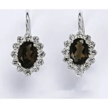 Náušnice Stříbrné náušnice přírodní záhněda 7x5 mm - VE247 (Stříbrné náušnice s přírodní záhnědou 7 x 5 mm)