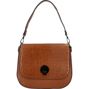 Kabelka Dámská kožená crossbody kabelka světle hnědá - ItalY Bettery Kroko hnědá