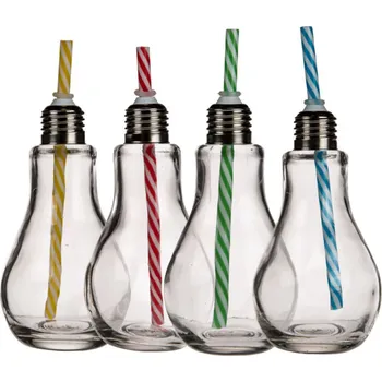 Sklenice Sklenice s brčkem Žárovka 200 ml