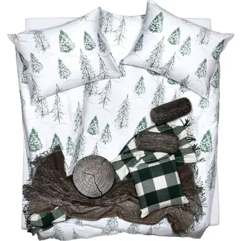 Povlečení Scanquilt Satén Plus Woods 140 x 200, 70 x 90 cm zipový uzávěr