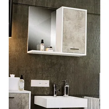 Zrcadlo Zrcadlová skříňka Meblomaster MR-1302, bílá-beton