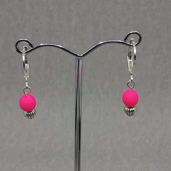 Náušnice Neonové náušnice 6 mm s kovovým korálkem