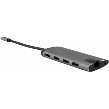 USB hub USB Hub Verbatim USB-C/3xUSB 3.0, HDMI, SD, MicroSD, RJ45 - šedý