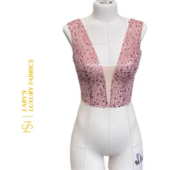 Korzet Pudrový korzet, zdobený korálky a flitry Velikost: S