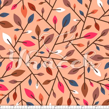 Zakázkový tisk, softshell, kočárkovina... Geometrické lístky na růžové Látky k tisku: Kočárkovina