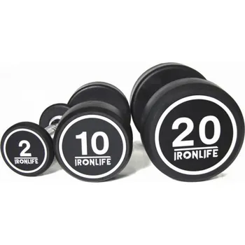 Sada jednoručních činek pogumovaných Ironlife 2-20 kg 10 párů