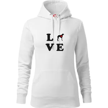 Dámská mikina Chrt love - Mikina dámská Cape s kapucí - 2XL ( Bílá )