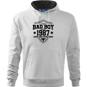 Pánská mikina Bad boy since 1987 - Mikina pánská Cape s kapucí - XL ( Bílá )