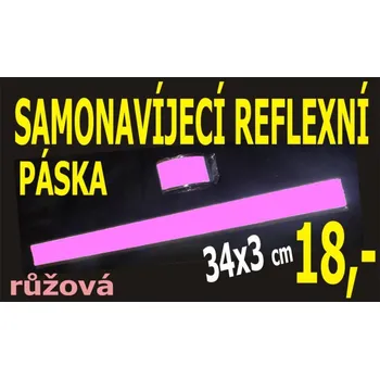 LEMAC Marketing s.r.o. ® LEMAC-Reflexní páska samonavíjecí, růžová 34x3 cm
