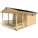 Dřevěný zahradní altán s terasou C (Dřevěný zahradní altán)