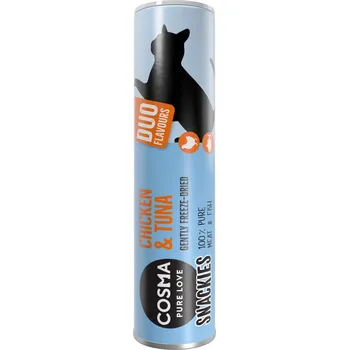 Krmivo pro kočku 26g Cosma Snackies DUO 2 v 1 - kuřecí prsa a filet z tuňáka