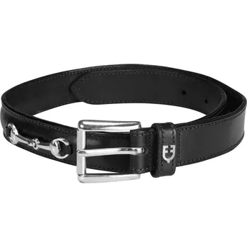 Opasek EQUESTRO Pásek kožený Egg Butt Equestro, black/silver Délka: 70 cm