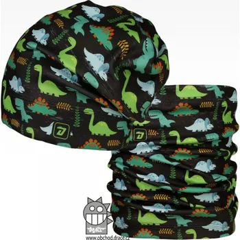 Čepice Flísová čepice a nákrčník Dráče - Yetti 02, černá, dinosaur Barva: Černá, Velikost: 54-56