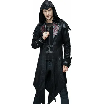 Pánský zimní kabát kabát pánský DEVIL FASHION - Vlad Hooded Punk Synthetic Leather - XL