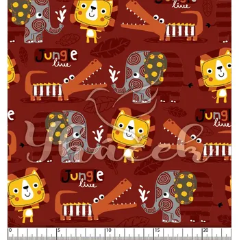 Zakázkový tisk, softshell, kočárkovina... Geometrická jungle na vínové Látky k tisku: Microfirba