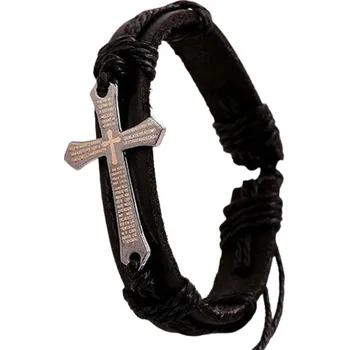 Náramek Amparo Miranda® Kožený náramek Cross XL79 černý