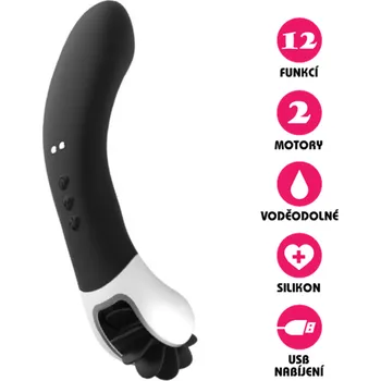 Vibrátor VšeNaSex.cz Silikonový rotační vibrátor Magic Rolling Viber černý