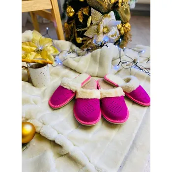 Dívčí mikina Vánoční set pantoflí pro mamku a dceru růžové zateplené14, Velikost dospělí 37, Velikost děti 33