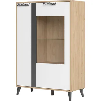 Knihovna Vitrína ořech americký jackson/bílá mat/grafit mat MOET 15