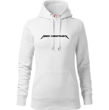 Dámská mikina Merry Christmasca nápis - Mikina dámská Cape s kapucí - XS ( Bílá )