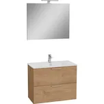 Koupelnová sestava s umyvadlem zrcadlem a osvětlením VitrA Mia 79x61x39,5 cm zlatý dub MIASET80D