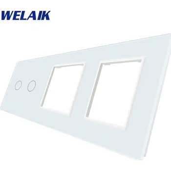 vypínač WELAIK trojnásobný skleněný panel 2+zás+zás - bílý