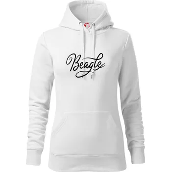 Dámská mikina Beagle - nápis okrasný - Mikina dámská Cape s kapucí - M ( Bílá )