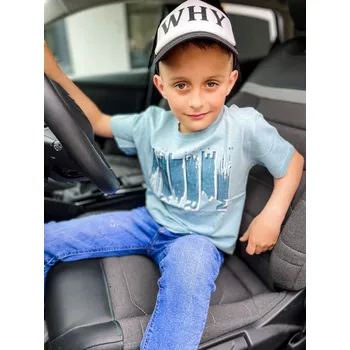 Světle-modré chlapecké tričko s potiskem, Velikost 14-15 roků