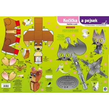 omalovánky Vystřihovánka - Kočička a pejsek