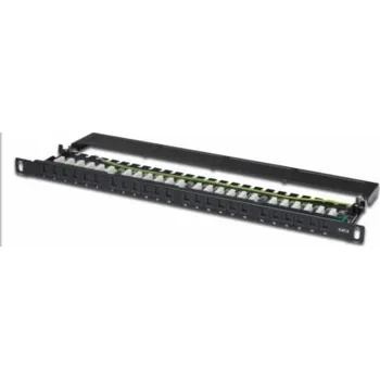 Patch panel Digitus DN-91624U-SL-SH Digitus CAT 6 Patch Panel, nestíněný, 24 portů RJ45 s uzávěrem, 8P8C, LSA, 0,5U, 19 "montáž do stojanu, černá