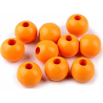 Dětské navlékací korálky Dřevěný korálek lakovaný Ø25 mm - oranžový