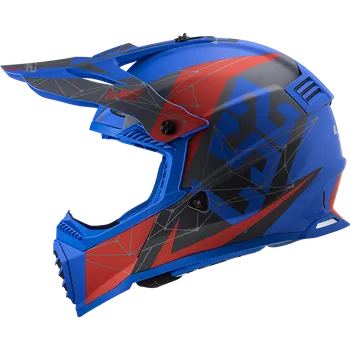 Helma na motorku Krosová moto přilba LS2 MX437 Fast Evo Alpha blue (Motokrosová helma LS2 MX437 Fast Evo Alpha modrá)