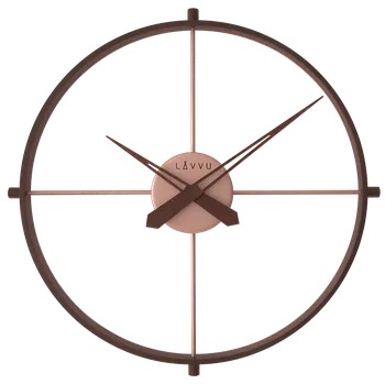 Hodinky LAVVU Stylové tmavé dřevěné hodiny LOFT v industriálním vzhledu ⌀44cm