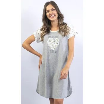 Dámské noční prádlo Dámská noční košile Vienetta Secret Srdce z Kopretin Barva: šedá, Velikost: XXL