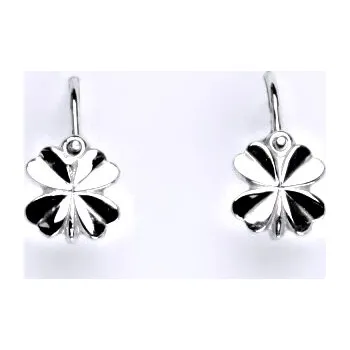 Náušnice Stříbrné dětské náušnice čtyřlístek - VE243 (Stříbrné náušnice dětské čtyřlístky)
