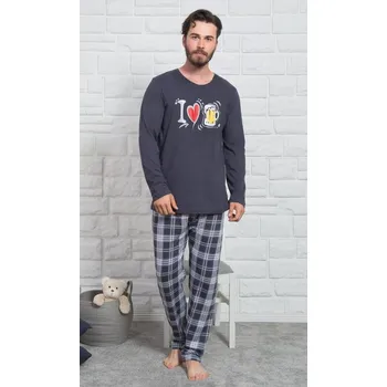 Pánské pyžamo pánské pyžamo Vienetta Secret I love beer Barva: tmavě šedá, Velikost: XL