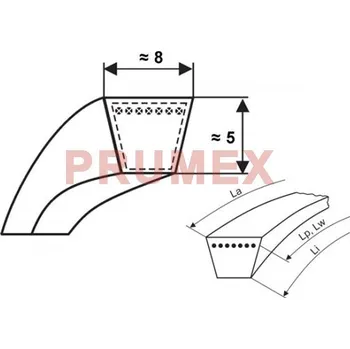 Klínový řemen 8x825 X Li - X8x844 Lw Profi-X Rubena