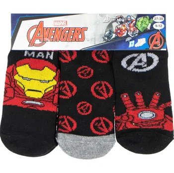 Pánské ponožky Ponožky Avengers Black 3 pack vel 23- 26