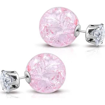 Náušnice Ocelové oboustranné náušnice Růžové