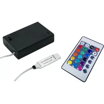 Příslušenství pro LED osvětlení BAT24 Bateriový box s dálkovým ovladačem pro RGB LED pásky (Ovladač pro RGB LED pásky 5V)