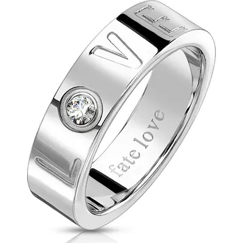 Prsten Šperky4U Ocelový prsten LOVE se zirkonem - velikost 64,5 - OPR1729-64,5