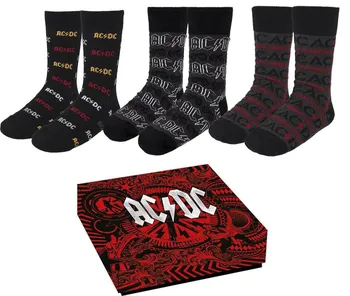 Pánské ponožky Curepink AC/DC 3 páry černé 40-46