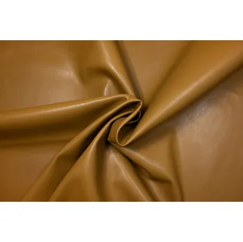 Koženka oděvní elastická, rub broušený samet karamel