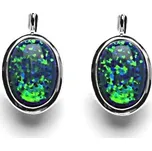 Stříbrné náušnice zelený opál - NK1454 (Stříbrné náušnice s opálem 10 x 14 mm)