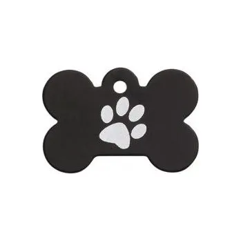 psí známka Psí známka Kost malá černá - Tlapka 28x18 mm
