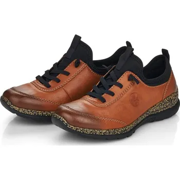 Dámské polobotky Dámské kožené polobotky N4281-24 Rieker hnědé Barva: braun kombi, Velikost: 38