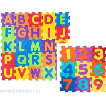 Dekorace do dětského pokoje Pěnové puzzle maxi koberec abeceda a číslice 75 kusů > varianta 75kusů maxi koberec