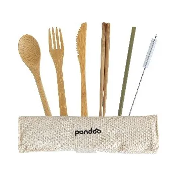 Sada nádobí Pandoo Bambusová cestovní sada příborů s hůlkami a brčkem